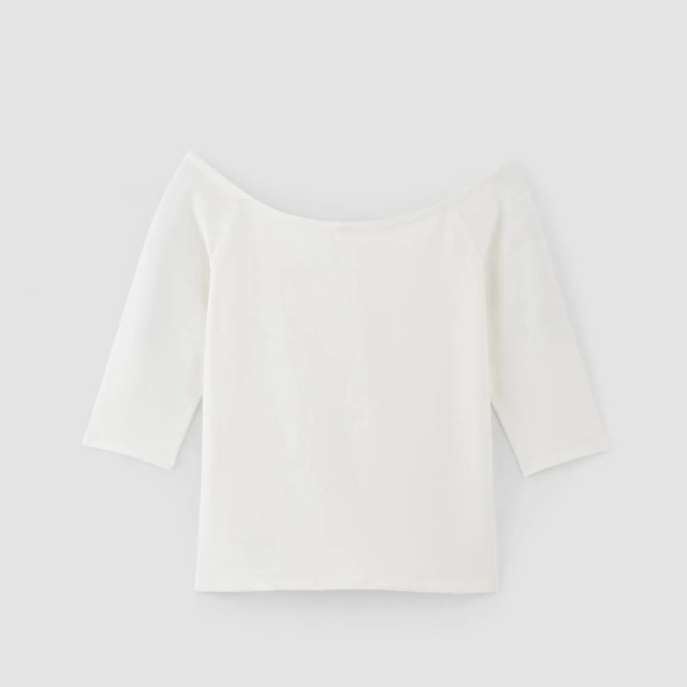 Everlane THE FORM OFF-SHOULDER TOP color White size medium - Picture 4 of 9
